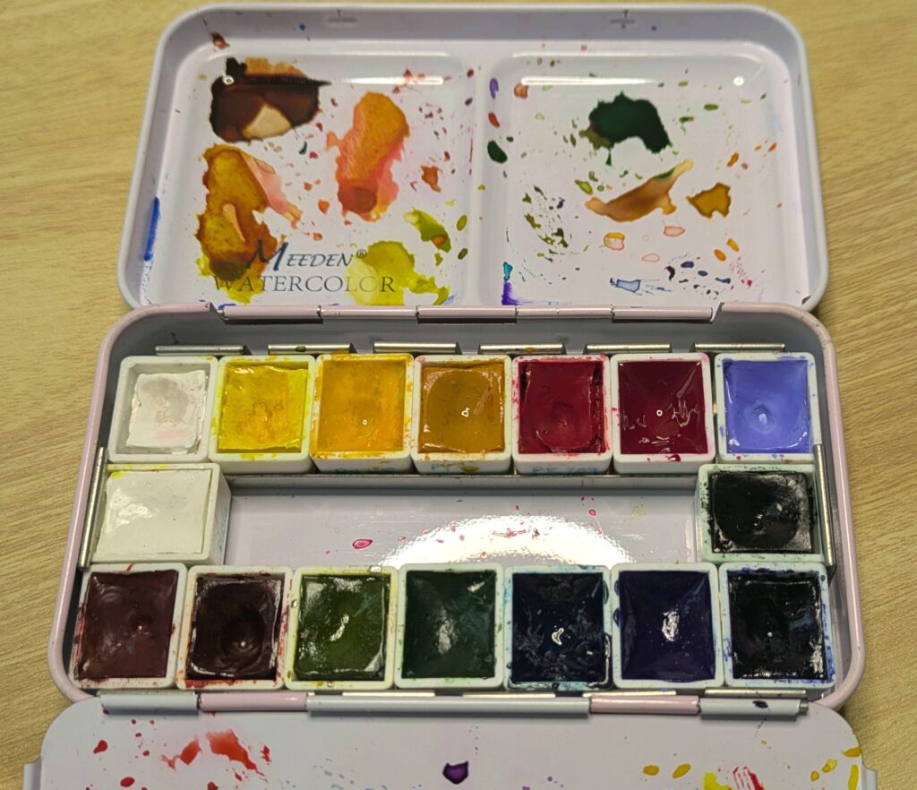 My limited signature watercolor palette with 15 different colors